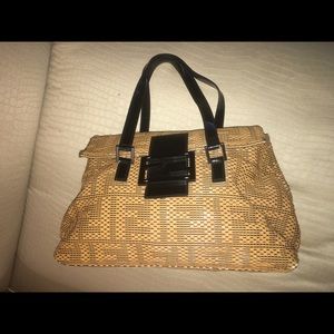 FENDI Patent Leather Zucca Satchel